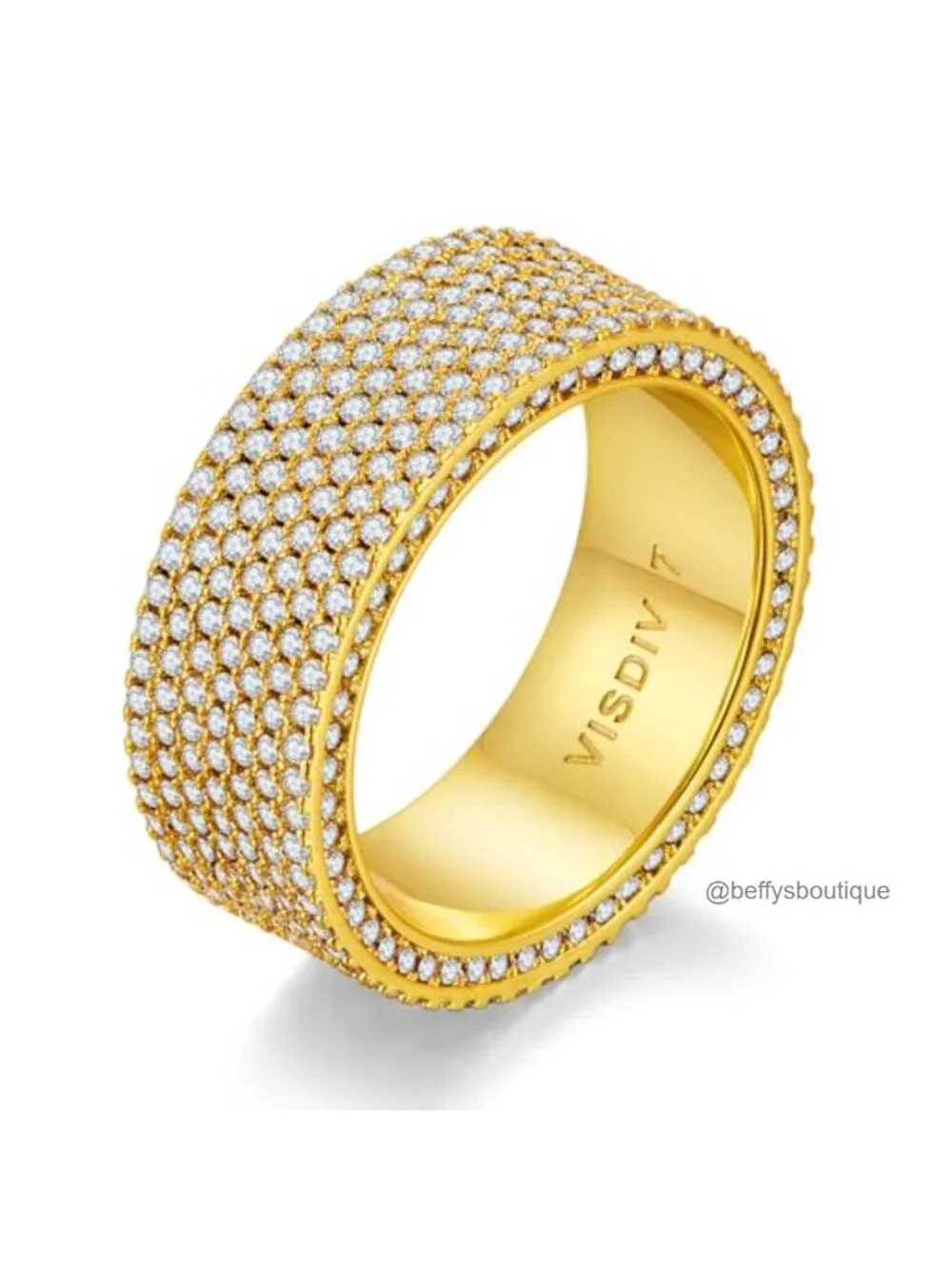 925 Sterling Silver 14k Gold Plated Eternity Band Ring CZ - Size 7